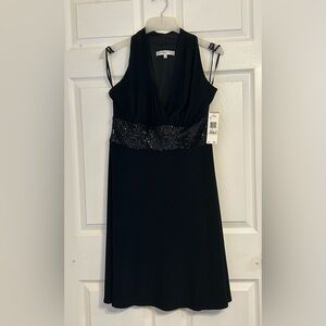 NEW Evan Picone Black Desk To Dinner Dress Sequin Waist Size 12 Retail $99